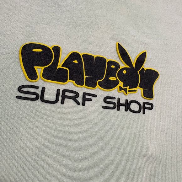 Playboy By Pacsun Surf Shop Graphic T-Shirt Medium 100% Cotton Blue Cloudy - Picture 5 of 11
